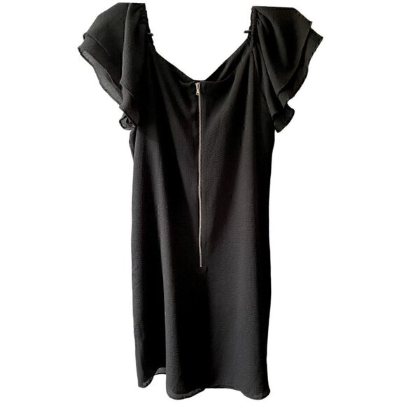 Betsey Johnson Black Sheath Flutter Short Sleeve Knee Length Dress Women’s 6 - Picture 6 of 15